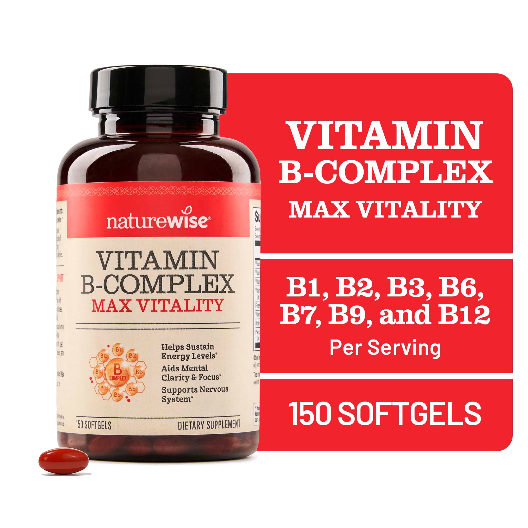 NatureWise Vitamin B Complex Max Vitality - 150 Softgels