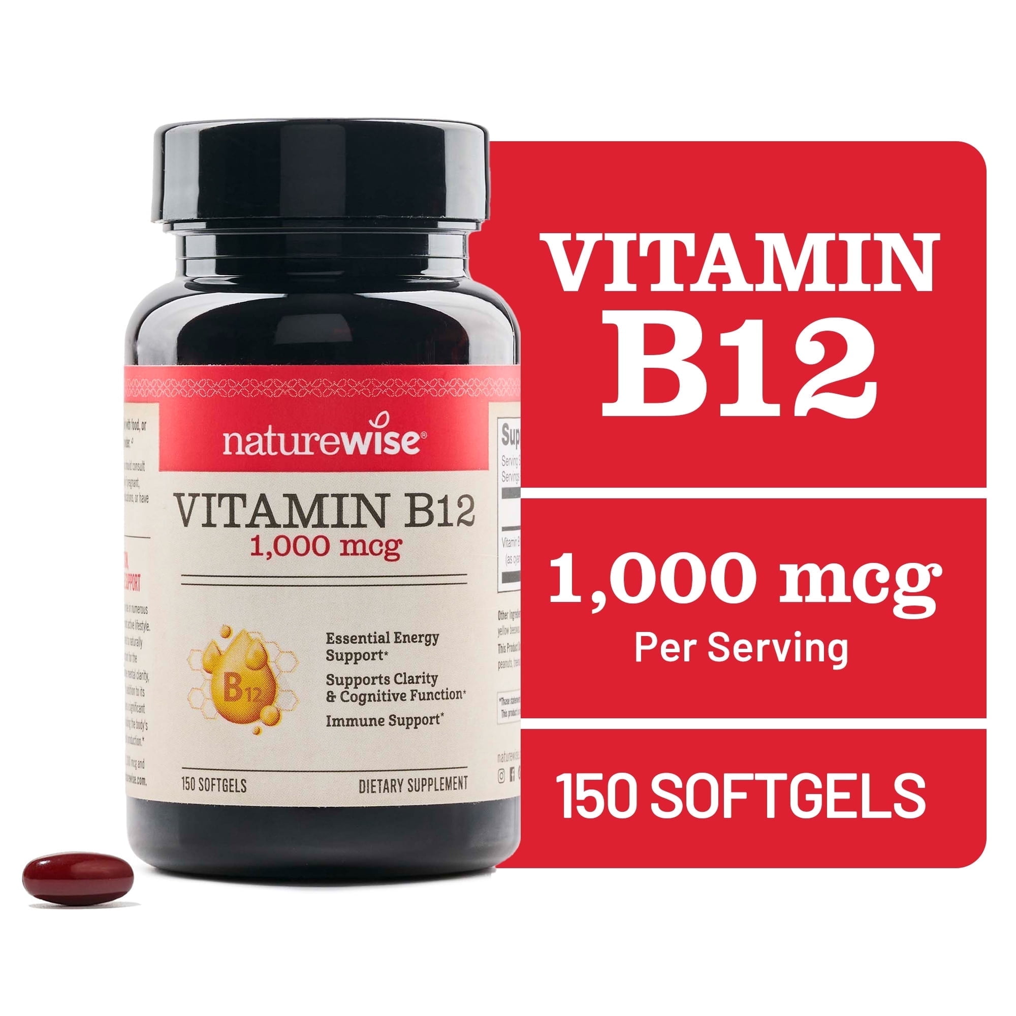 NatureWise Vitamin B12 1000mcg - Gluten-Free, Non-GMO - 150 Softgels[150-Day Supply]