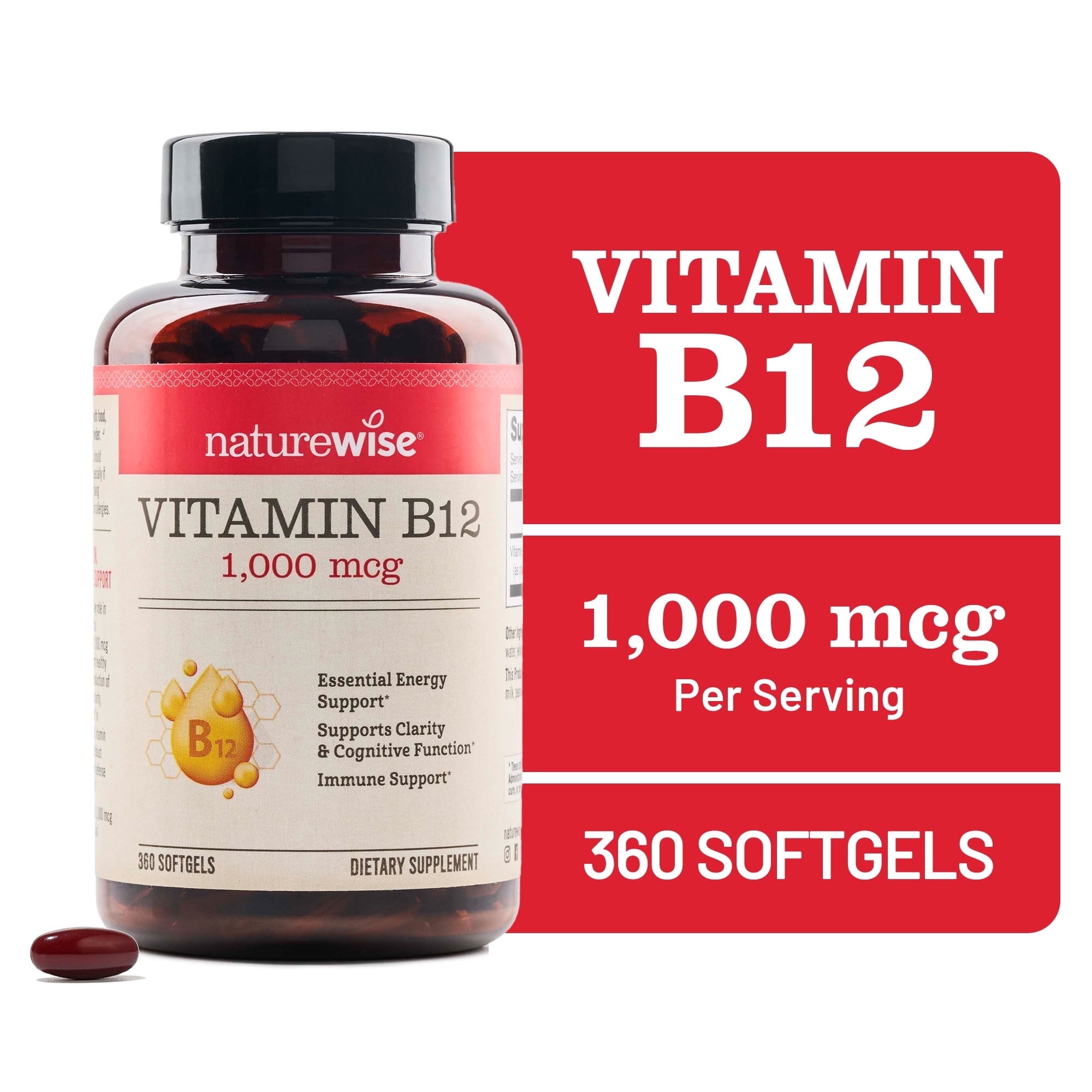 NatureWise Vitamin B12 1000 mcg - Gluten-Free, Non-GMO - 60 Softgels[60-Day Supply]