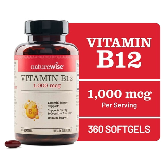NatureWise Vitamin B12 1000 mcg - Gluten-Free, Non-GMO - 60 Softgels[60-Day Supply]