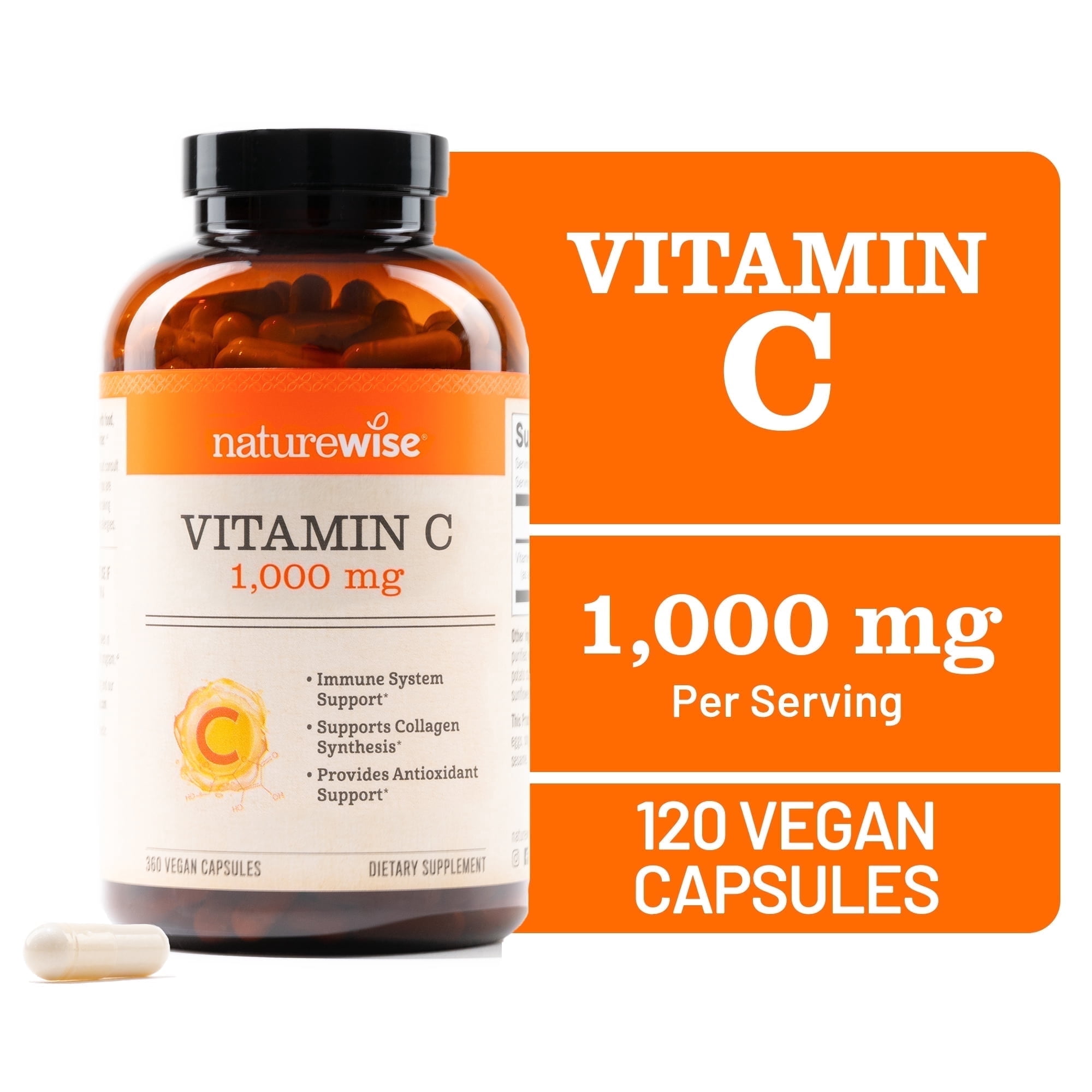 NatureWise Vitamin C 1000mg - Extra Strength - Vegan Non-GMO, 360 Capsules[360-Day Supply]