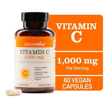 NatureWise Vitamin C 1000mg - Extra Strength - Vegan Non-GMO, 60 Capsules[60-Day Supply]