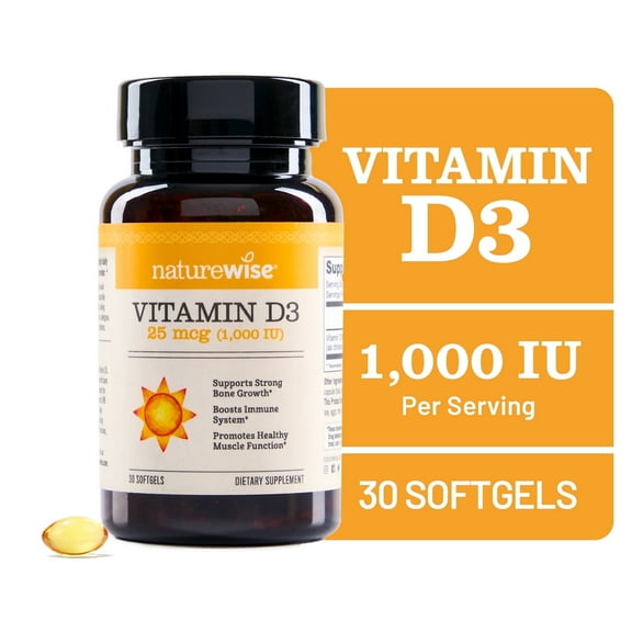 NatureWise Vitamin D3 1000iu + Organic Olive Oil 30 Mini Softgels [30-Day Supply]