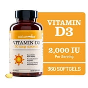 NatureWise Vitamin D3 2000iu + Organic Olive Oil - 360 Mini Softgel [360-Day Supply]