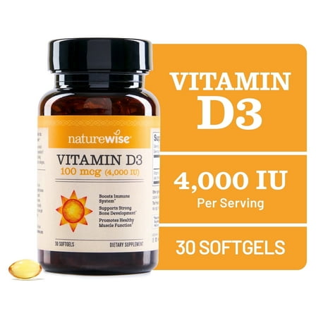 NatureWise Vitamin D3 4000iu + Organic Olive Oil - 30 Mini Softgels [30-Day Supply]