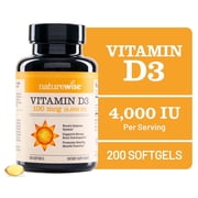 NatureWise Vitamin D3 4000iu + Organic Olive Oil - 200 Mini Softgels[200 Day Supply]