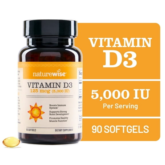 NatureWise Vitamin D3 5000iu + Organic Olive Oil - 90 Mini Softgels [90-Day Supply]