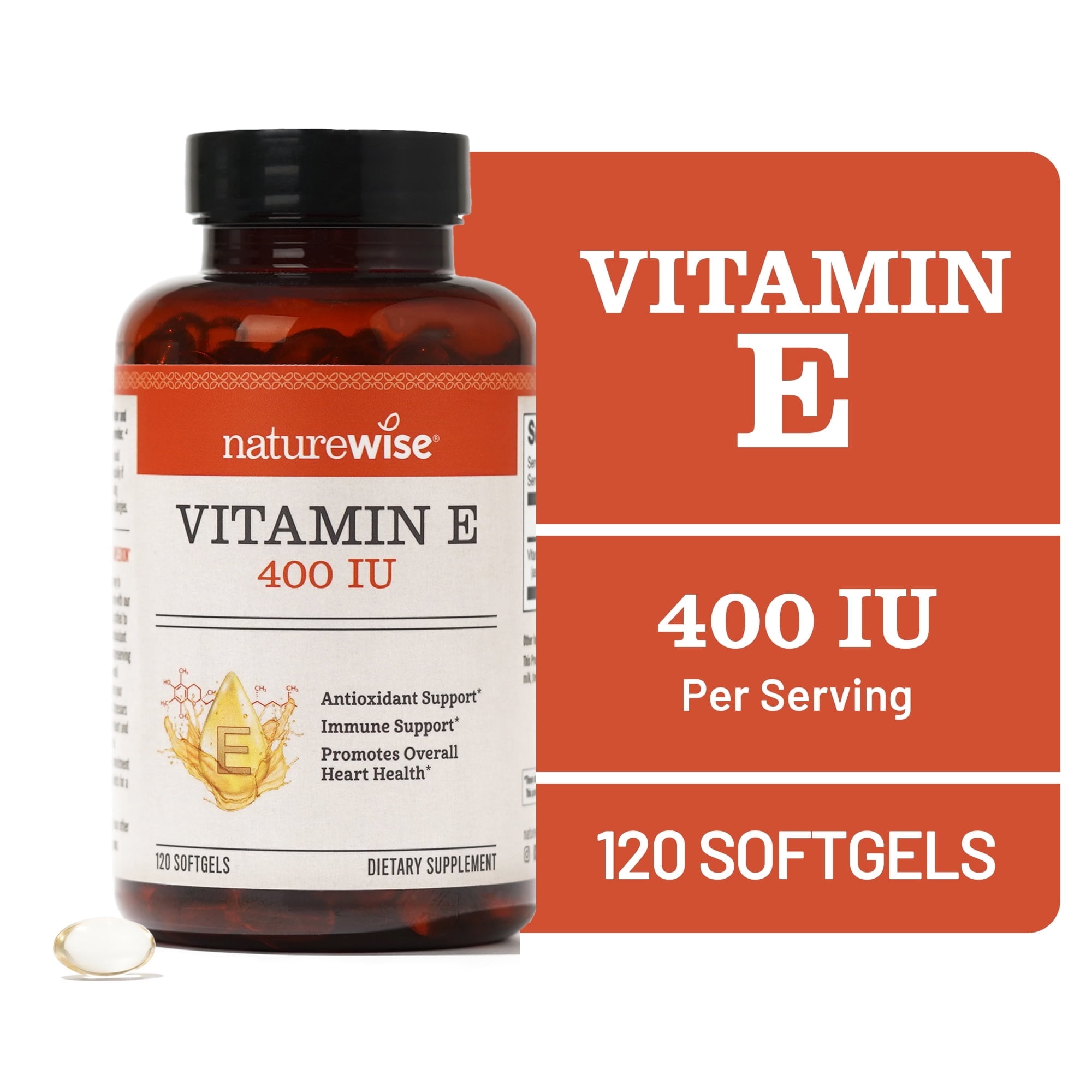 NatureWise Vitamin E 400 IU Softgels - Soy Free Non-GMO - 120 Softgels [120-Day Supply]