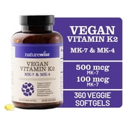 NatureWise Vitamin K2 - MK-7 100mcg + MK-4 500mcg - Non-GMO - 360 Softgels[1-Year Supply]