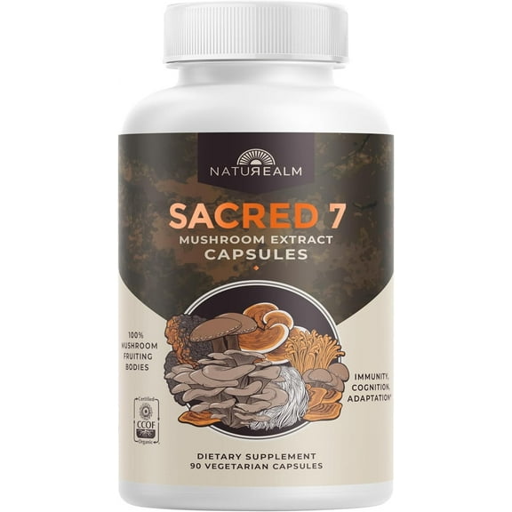 Naturealm Sacred 7 Mushroom Extract Capsules - 90 Count