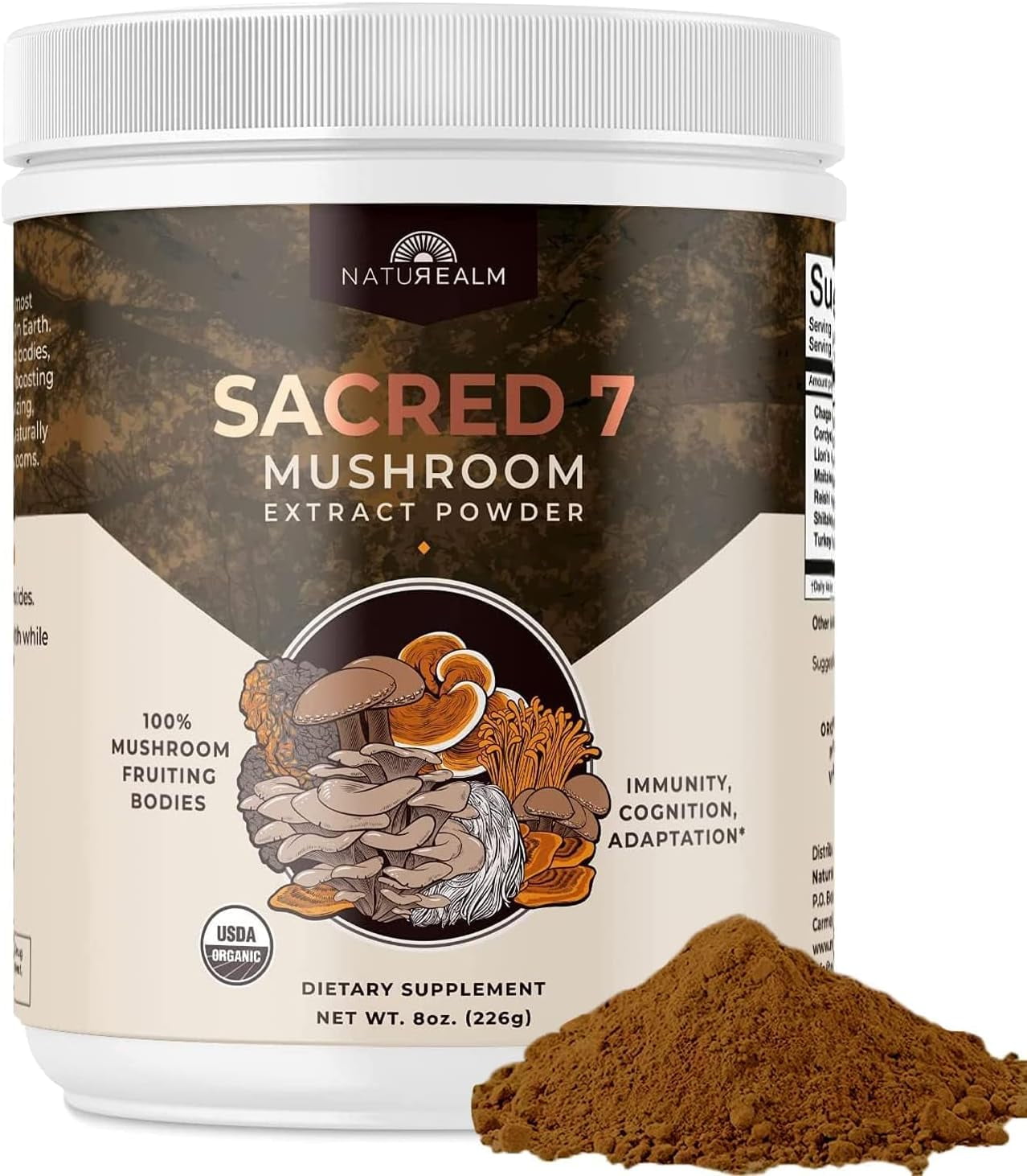 Naturealm Sacred 7 Mushroom Extract Powder Lion’s Mane, Cordyceps