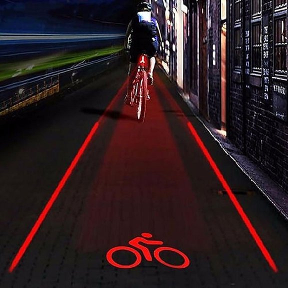 Naturegr 2 Laser + 5 LEDs Rear Bike Tail Light Logo Beam Safety Warning Red Lamp