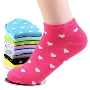 YANGUGU Naturegr 5 Pair Socks Lovely Heart Pattern Cotton Blend Women Ankle Socks for Daily Wear