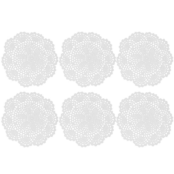 Naturegr Hollow 6Pcs Table Mats Hollow Insulated Lace Doilies Crochet Floral Round Coasters Household Supplies