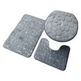 thumbnail image 1 of Naturegr Soft 1 Set Cobblestone Pattern Toilet Lid Cover Super Soft Polyester Foldable Anti-skid Bath Mat for Home, 1 of 7
