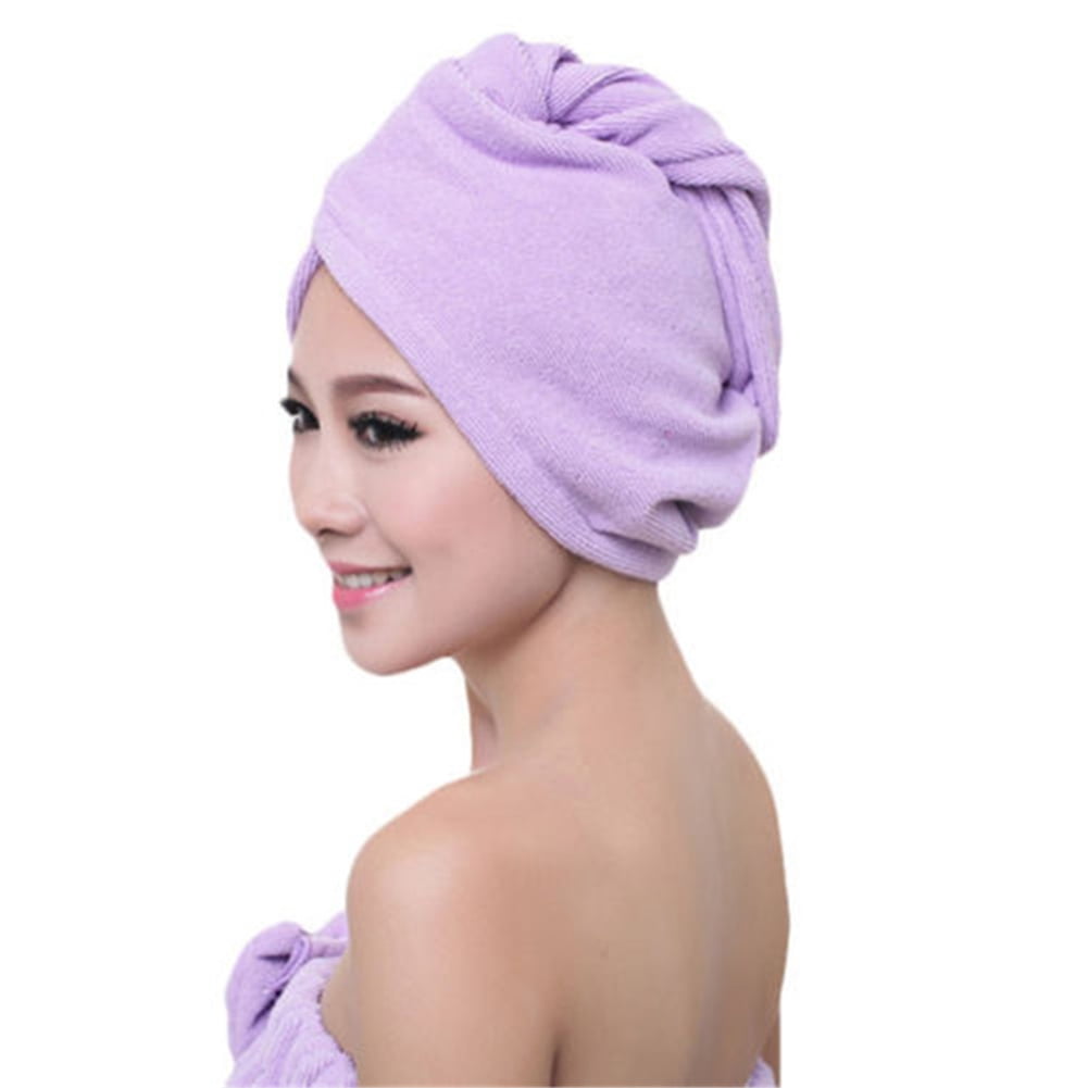 Naturegr Soft Women Soft Microfiber Hair Drying Shower Cap Turban Bath ...