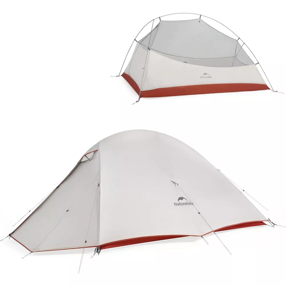 Naturehike 2 Person Tent Lightweight Backpacking Tent with Footprint - Free Standing Ultralight Camping Hiking Backpack Tents, 7.22×5.25ft, Gray