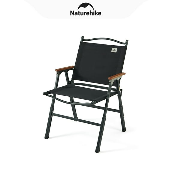 Naturehike, Adjustable Folding Camping Chair, Portable Camping Chair with Beech Armrest, Lounge Chair, 600D Double-layer Oxford Cloth, 3 Levels Height, Widen Design