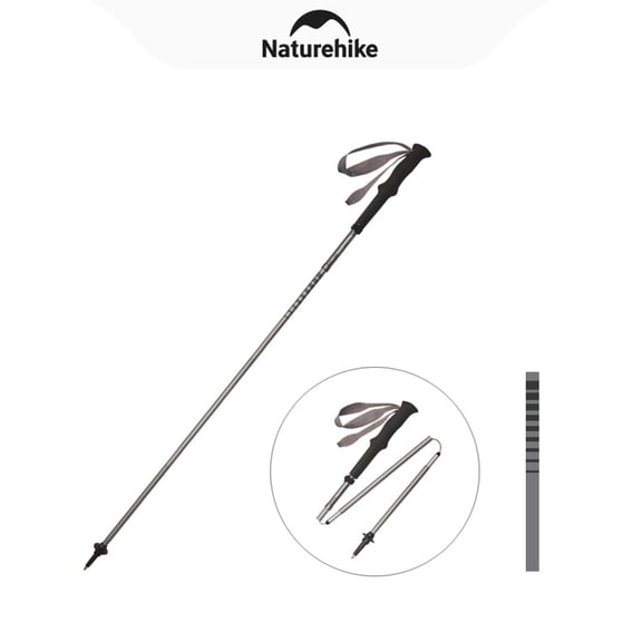 Naturehike, Alumimum Lightweight Trekking Poles, Quad Fold Hiking Poles with EVA Grip, Quick Lock Collapsible Walking Poles, Walking Sticks for Men&Women, Tungsten steel pole tip, 1 Trekking pole.