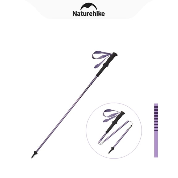 Naturehike, Alumimum Lightweight Trekking Poles, Quad Fold Hiking Poles with EVA Grip, Quick Lock Collapsible Walking Poles, Walking Sticks for Men&Women, Tungsten steel pole tip, 1 Trekking pole.