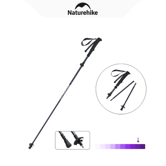 Naturehike, Aluminum Ultralight Walking Pole, Five-Fold Trekking Poles with EVA Grip, Quick Lock Collapsible Hiking Pole, Adjustable Walking Sticks, Tungsten Steel Pole Tip, 1 Trekking Pole.