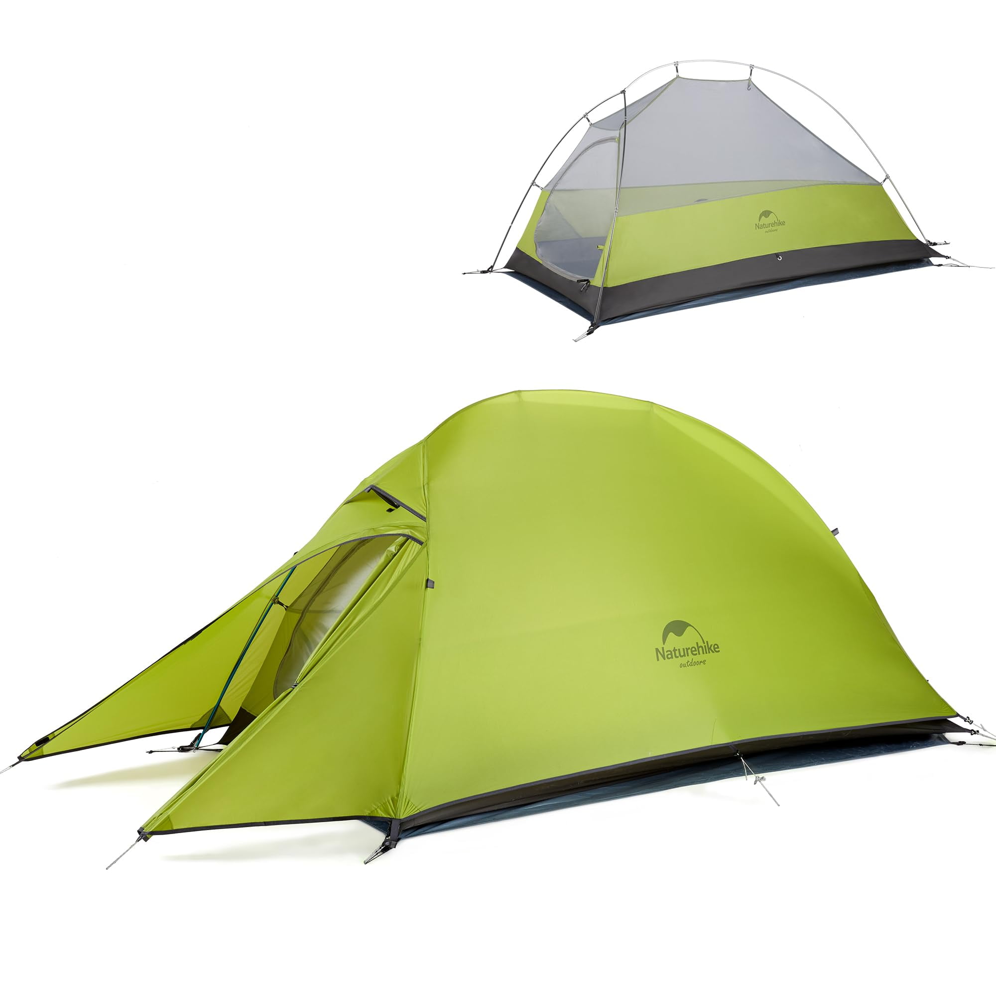 Naturehike Cloud Up 1 Person Lightweight Backpacking Tent with Footprint 3 Season Dome Camping Hiking Waterproof Backpack Tents 20D Mustard Green