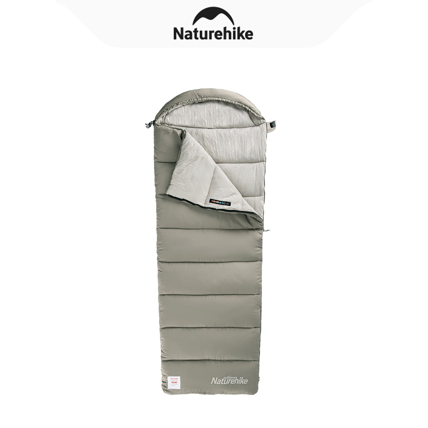 Naturehike, Cotton Sleeping Bag with Hood, Portable Envelope Sleeping Bag, Expandable&Spliced designed, Machine washable, 86.6"x31.5", M180