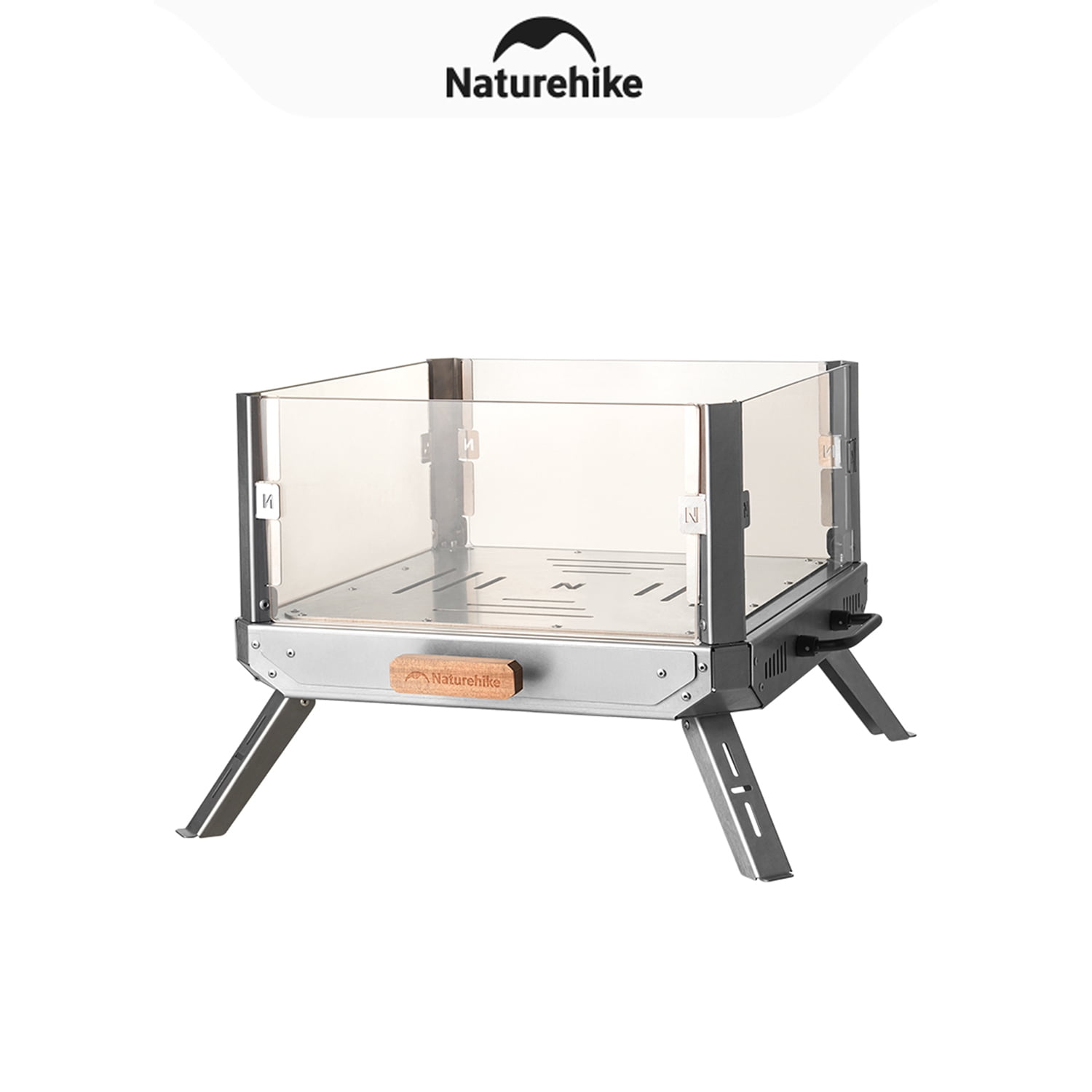 Naturehike, Detachable Wood Burning Viewing Glass Fire Pit, Outdoor Large Capacity Charcoal Burning Fire Pit, Portable Glamping Stainless Steel Fire Pit, For Backyard/Patio/BBQ/Camping/Party