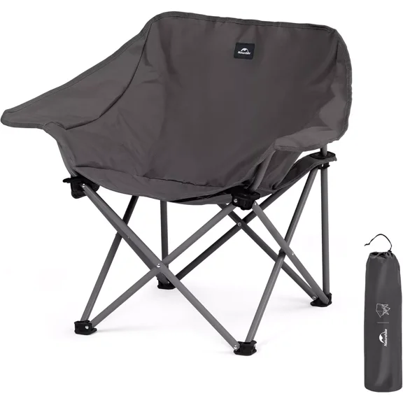 Naturehike Foldable Camping Chair Can bear 110 kg Fishing Chair Portable folding chair With armrest and two pockets, Black