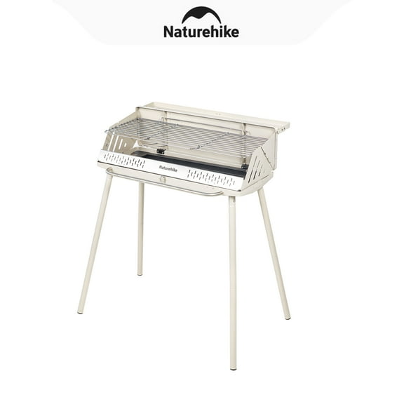 Naturehike, Foldable Charcoal Grill, Portable BBQ Grill, Stainless Steel Grill with Tool Holder, Detachable Enameled Ash Catcher,Adjustable Height ,For Camping/Picnics/Party/Backyard
