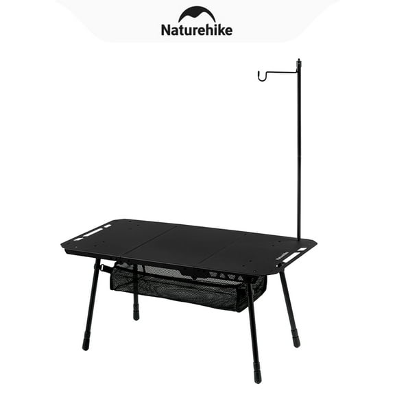 Naturehike, Portable Camping Table, Outdoor Detachable Tactical Camping Table, Lightweight Aluminium Camping Table with Light Pole, Adjustable Height