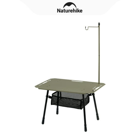 Naturehike, Portable Camping Table, Outdoor Detachable Tactical Camping Table, Lightweight Aluminium Camping Table with Light Pole, Adjustable Height