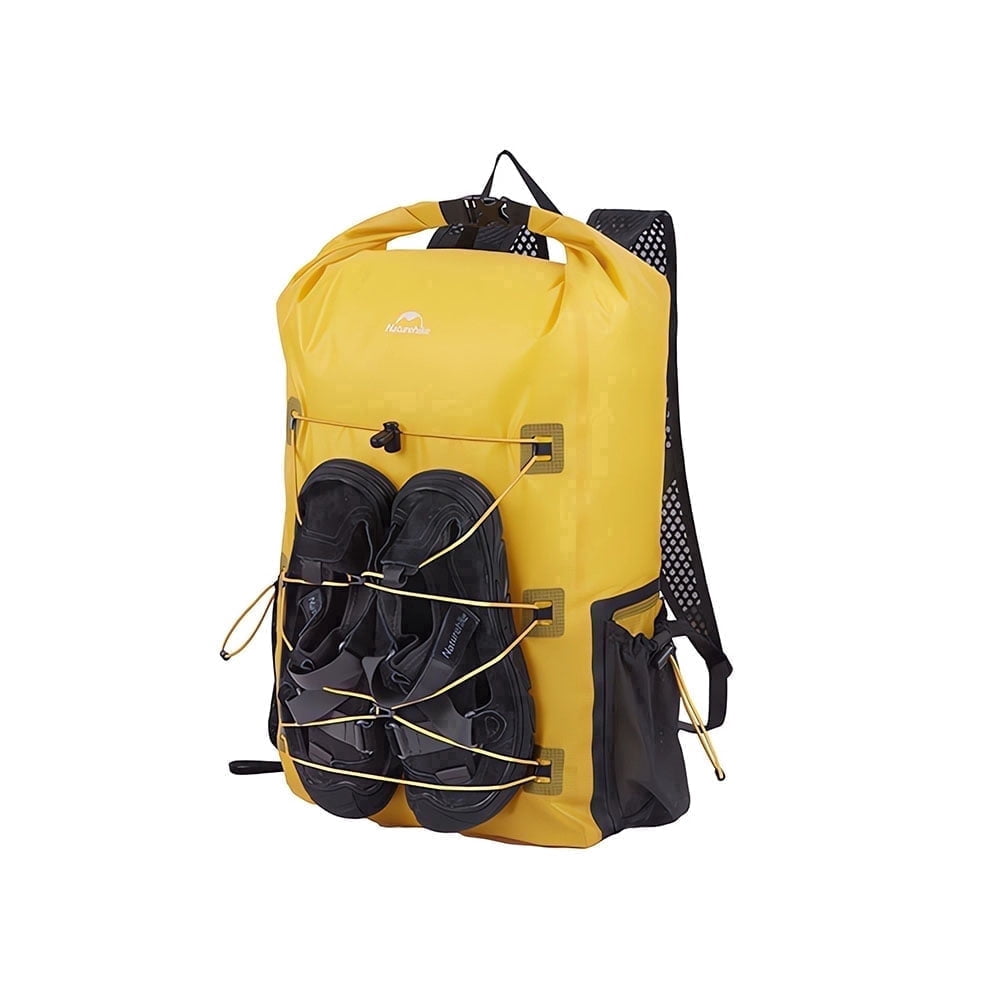Naturehike Ultralight Waterproof Backpack with Side Pocket, 25L Dry Bag with Breathable Mesh Straps for Hiking, Camping and Trave Yellow