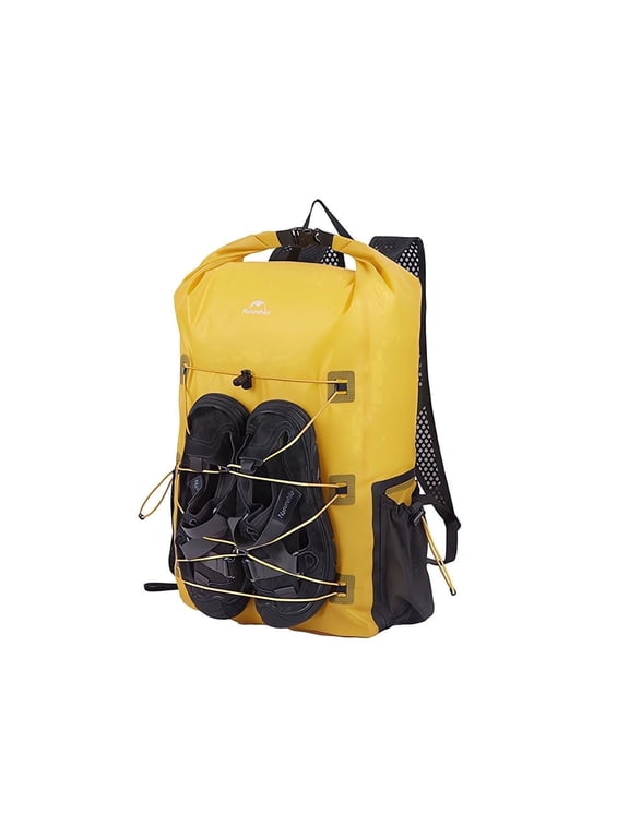 Ultralight Waterproof Backpack with Side Pocket, 25L Dry Bag with Breathable Mesh Straps for Hiking, Camping and Trave Yellow