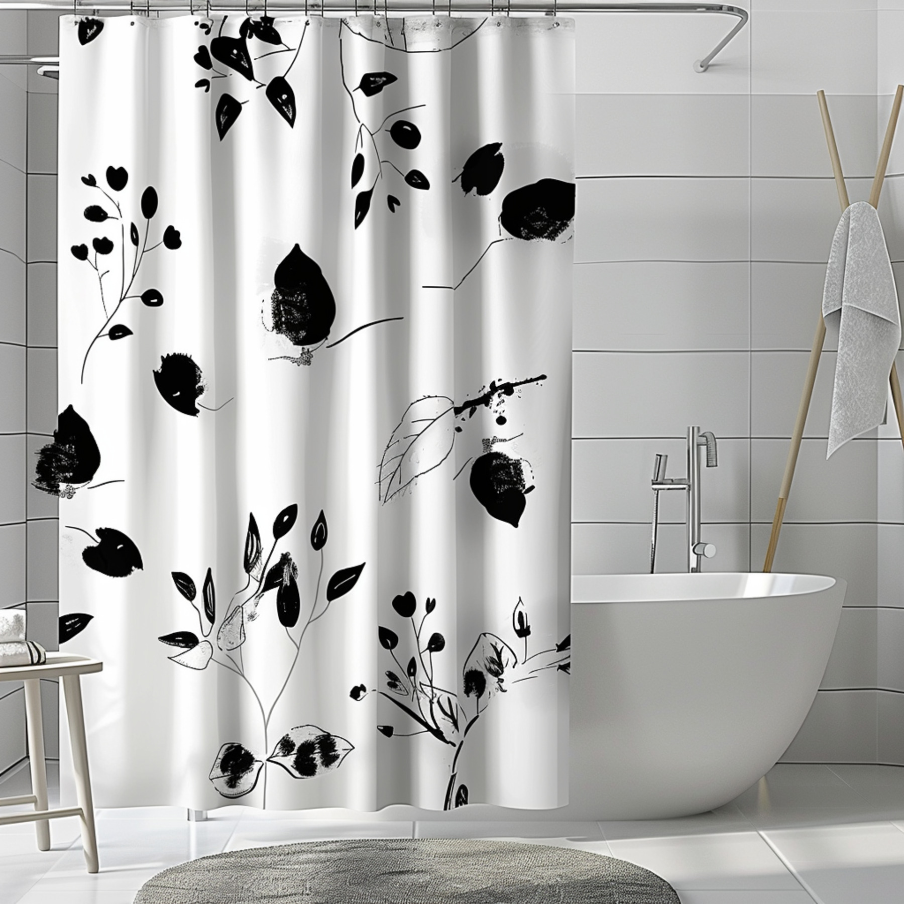 Natureinspired handdrawn botanical pattern on a minimalist monochrome ...