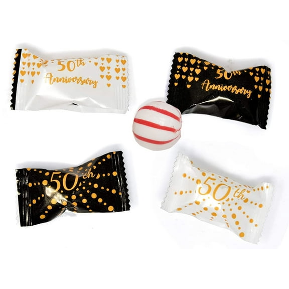 Naturejam 50th Anniversary Wedding White Peppermints 100 Count-Ideal for Parties & Goodie Favor Bags