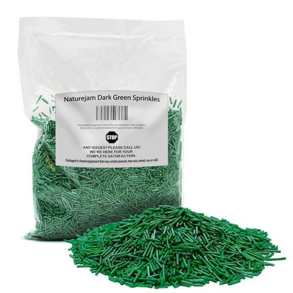 Naturejam Dark Green Sprinkles BULK Jimmies - Edible Cake Cupcakes Dessert & Ice Cream Topping-1 Pound