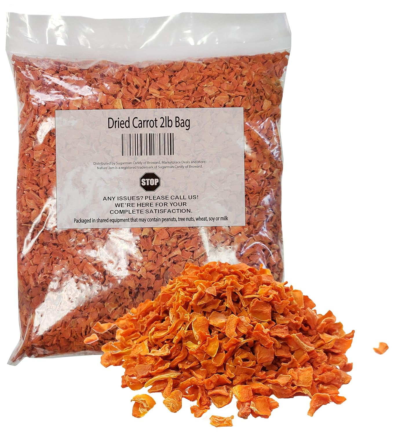 Naturejam Dried Carrots 2 Pounds Bulk Size-Heat Sealed in a Poly Bag-Dehydrated Dried Vegetables
