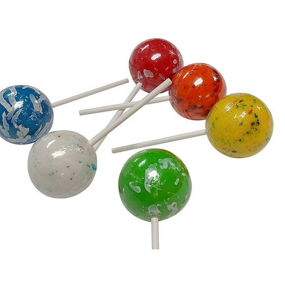 Naturejam Huge Jawbreakers on a Stick- Assorted Colors 2.25 inch - 4 Count Rock Rainbow Hard Candy