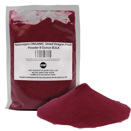 Naturejam ORGANIC Dried Dragon Fruit Powder 8 Ounce BULK-Premium Culinary Grade For Green Juice Smoothies & Dessert Making