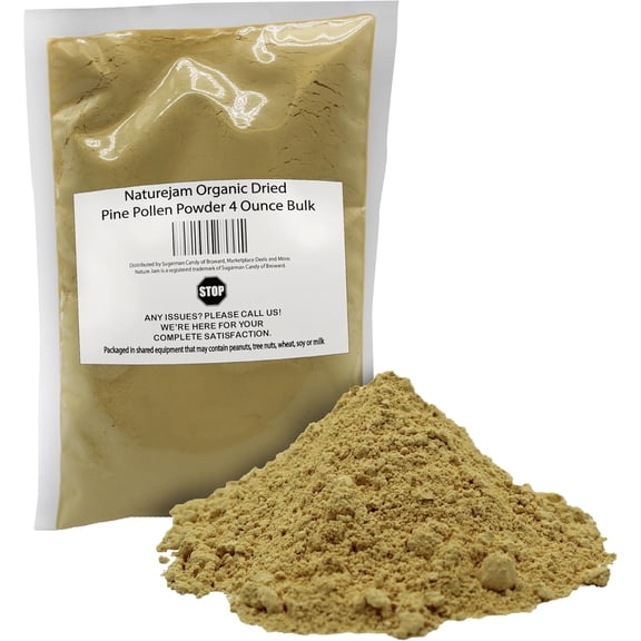 Naturejam ORGANIC Dried Pine Pollen Powder 4 Ounce BULK-Premium Culinary Grade For Green Juice Smoothies & Dessert Making