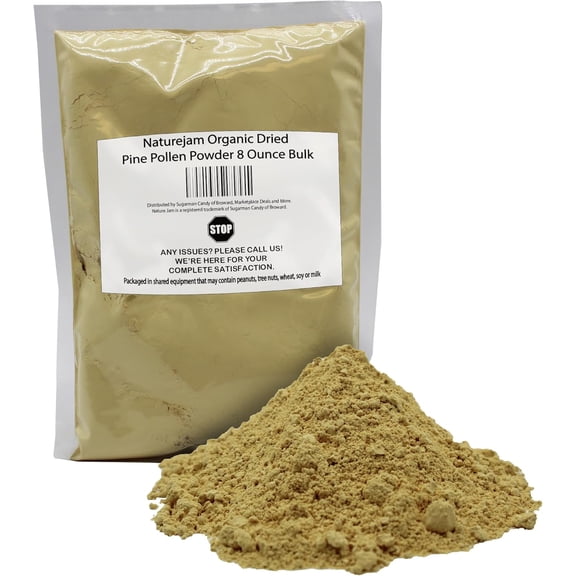 Naturejam ORGANIC Dried Pine Pollen Powder 8 Ounce BULK-Premium Culinary Grade For Green Juice Smoothies & Dessert Making