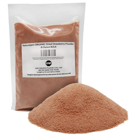 Naturejam ORGANIC Dried Strawberry Powder 8 Ounce BULK-Premium Culinary Grade For Smoothies & Dessert Making
