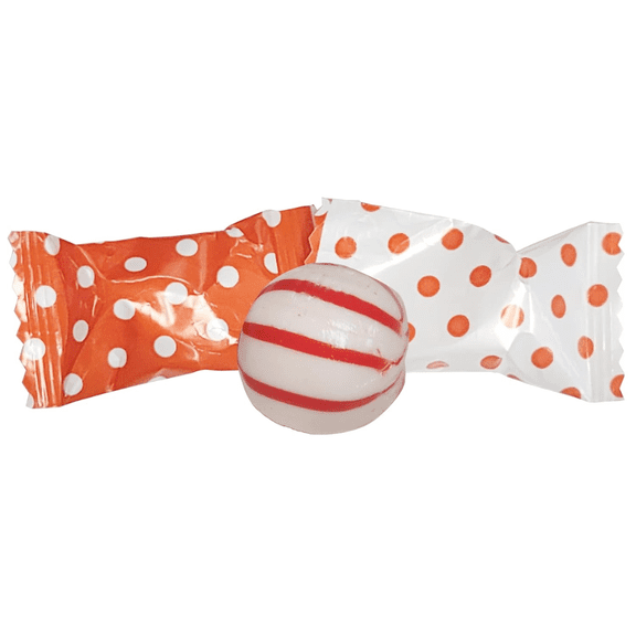 Naturejam Peppermint 100 Count Wrapped - Orange Polka Dot Candy Wrapper - Mint Candy