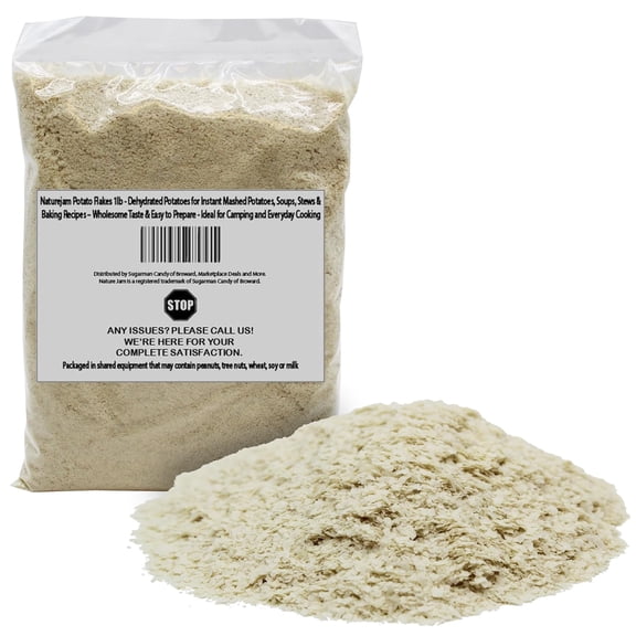Naturejam Potato Flakes 2lb - Dehydrated Potatoes for Instant Mashed Potatoes, Soups, Stews & Baking Recipes Wholesome Taste & Easy to Prepare - Ideal for Camping and Everyday Cooking