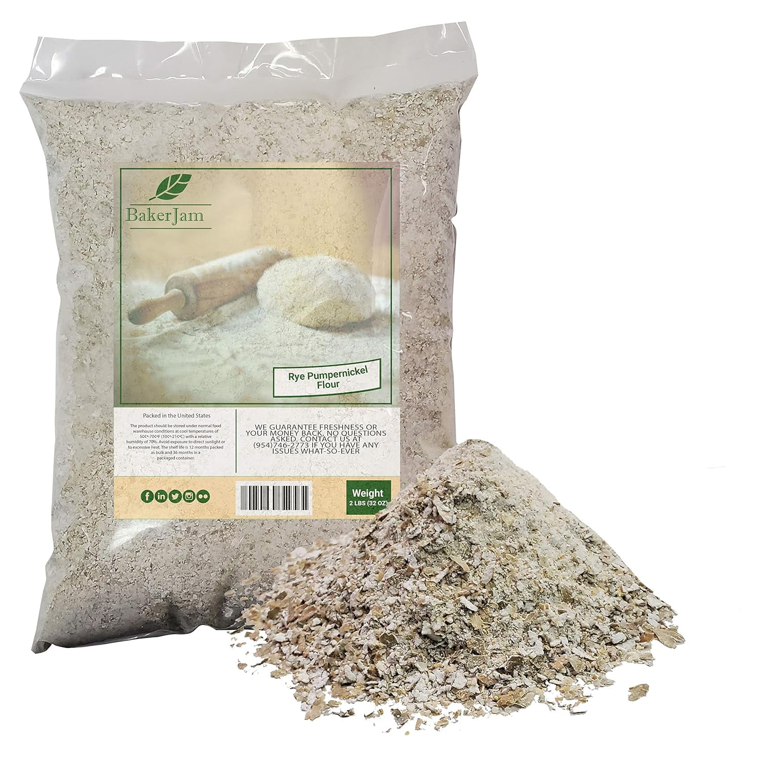 Naturejam Premium Rye Pumpernickel Flour Rye Flour 2 Pounds Bulk for