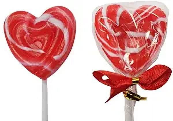 Naturejam Red Heart Lollipops 8 Count-Individually Wrapped Hard Candy For Parties Strawberry Flavored