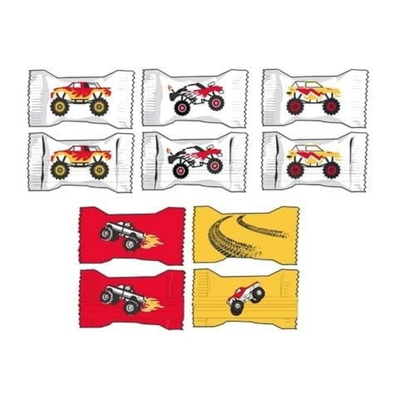 Naturejam Monster Truck Themed Peppermints 100 Count Individually Wrapped Mints for Boys Birthday Party Favors, Goodie Bags, Classrooms, Themed Candy Displays and Monster Truck Rally Giveaways