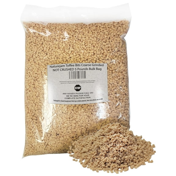 Naturejam Toffee Bits Coarse Grinded NOT CRUSHED 5 Pounds Bulk Bag-Topping For Cakes, Cookies or Ice Cream