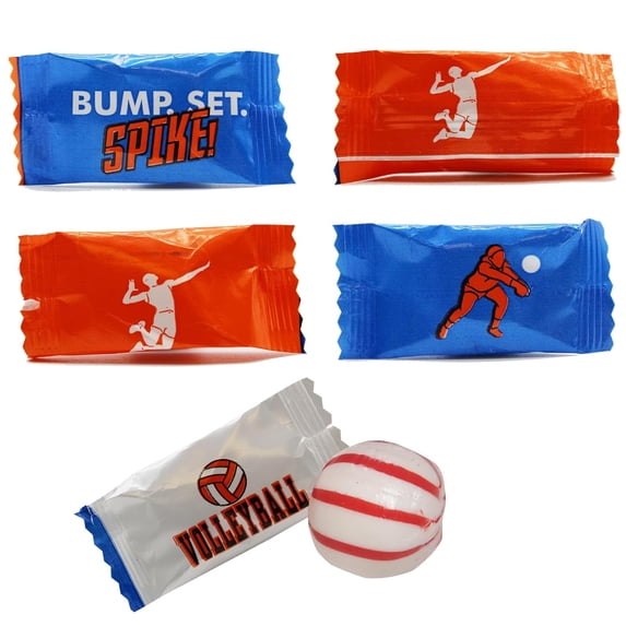 Naturejam Volleyball Themed Peppermint - 100 Count Individually Wrapped Mints for Sports Party Favors, Team Banquets, School Events, Candy Tables – Cool Refreshing Flavor for Players, Fans & Coaches